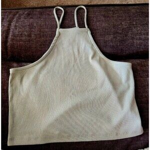 J CREW Vintage Ribbed Crop Halter Tank Top Sz Small